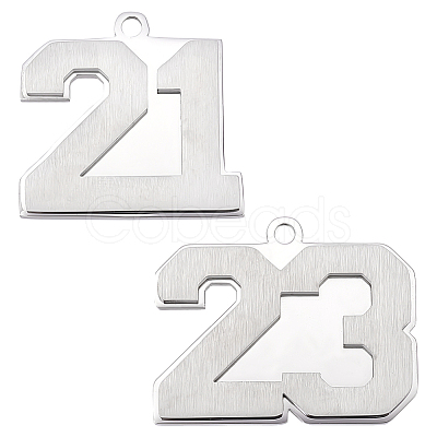 Unicraftale 2Pcs 2 Style Carbon Teel Number Pendants FIND-UN0001-55-1