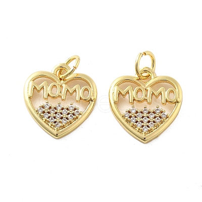 Mother's Day Brass Micro Pave Cubic Zirconia Pendants KK-C092-24I-G-1