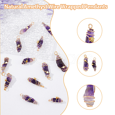 16Pcs Natural Gemstone Copper Wire Wrapped Pendants FIND-DC0003-66-1