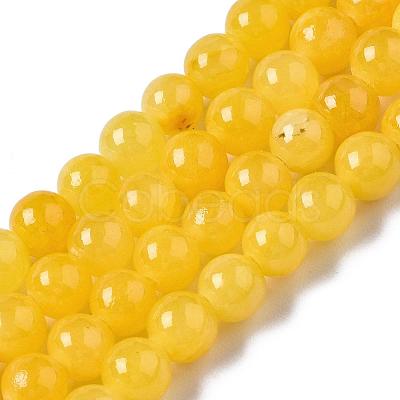 Natural Dyed Yellow Jade Gemstone Bead Strands G-R271-4mm-Y07-1
