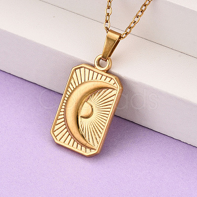 304 Stainless Steel Pendant Necklaces NJEW-T018-35G-1