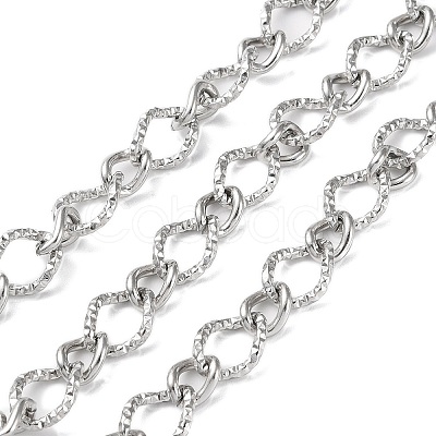 Tarnish Resistant 304 Stainless Steel Textured Twist Oval Link Chains CHS-G027-05P-1