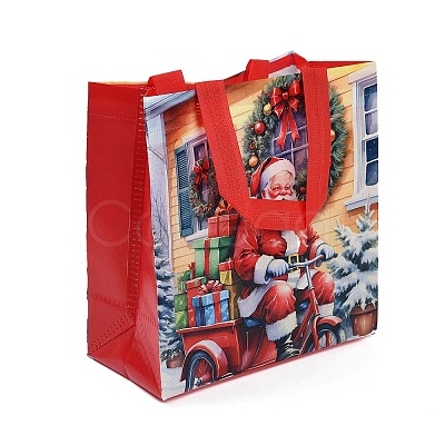Rectangle Christmas No Woven Fabric Printed Tote Bags ABAG-P015-03A-1