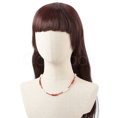 Natural Carnelian Beaded Necklaces for Women NJEW-JN03984-1