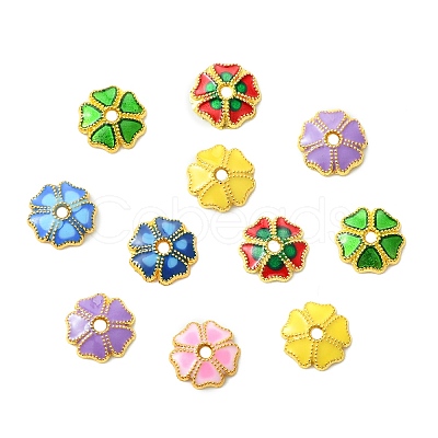 30Pcs 6 Colors Alloy Enamel Bead Caps FIND-CJ0005-52-1