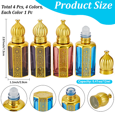 4Pcs 4 Colors Glass Roller Ball Bottles AJEW-CN0007-94-1