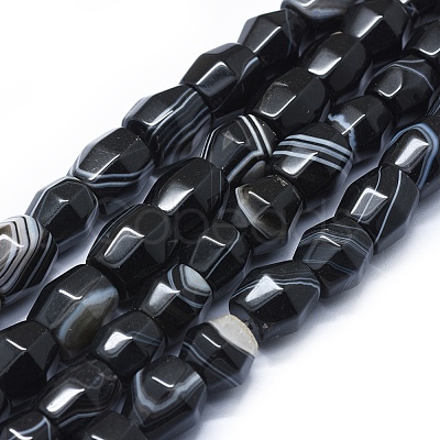 Natural Black Agate Beads Strands G-I245-18-1