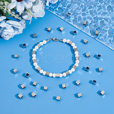 50Pcs 304 Stainless Steel European Beads FIND-UN0061-09-1