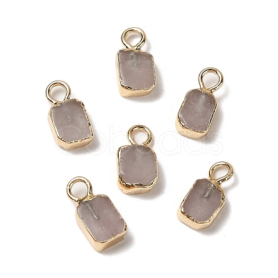 Natural Rose Quartz Rectangle Charms G-Q169-07G-10-1