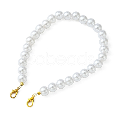 ABS Plastic Imitation Pearl Round Beaded Purse Straps AJEW-FZ00004-1