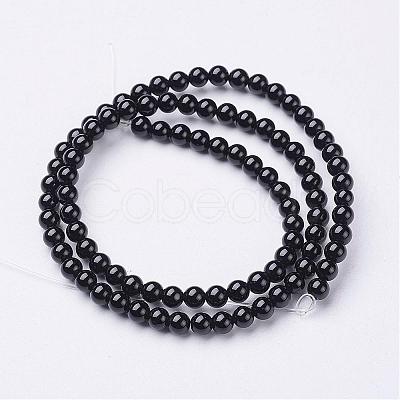 Natural Black Onyx Round Beads Strands GSR20mmC097-1