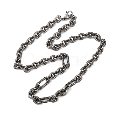 Vintage 304 Stainless Steel Figaro Chain Cable Chain Necklaces NJEW-C115-03AS-1