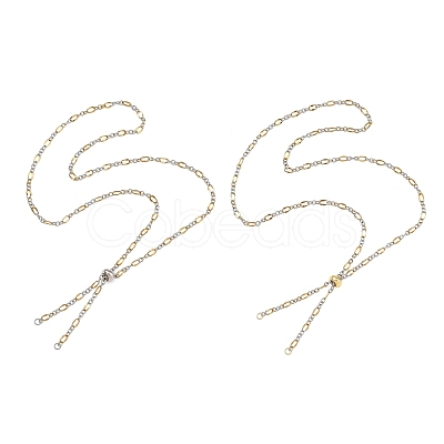 2Pcs Adejustabel Two Tone 304 Stainless Steel Oval Link Chains Necklace Making AJEW-JB01667-1