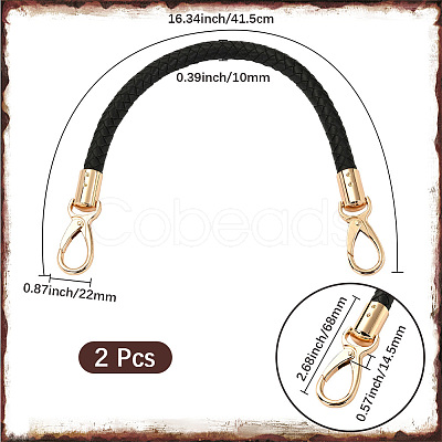 CutHollow 2Pcs Braided Round PU Leather Bag Straps Bag Handles FIND-CL0001-02B-1