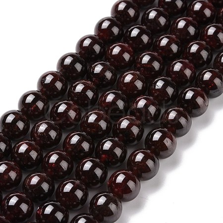 Natural Garnet Round Beads Strands G-A025-02-1