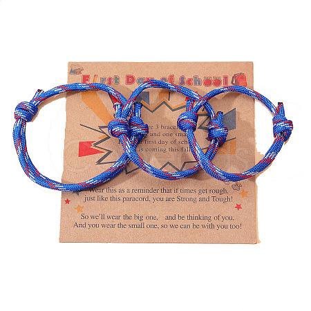 3Pcs 3 Styles Polyester First Day of School Bracelets FS-WG342D8-10-1