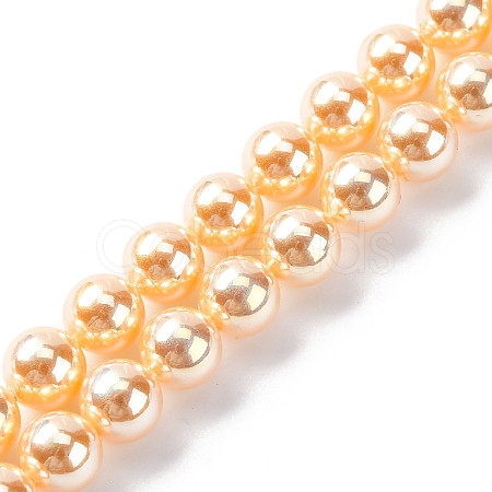UV Plating Pearlized Glass Pearl Beads Strands GLAA-F128-01A-T6-1