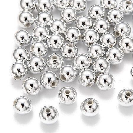 Plating Plastic Acrylic Round Beads PACR-L003-8mm-S-1