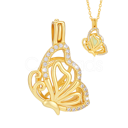 1Pc 925 Sterling Silver Micro Pave Clear Cubic Zirconia Bead Cage Pendants STER-PH0004-85G-1