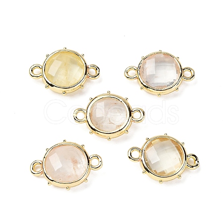 Brass Natural Lemon Quartz Connector Charms KK-Z096-01G-01-1