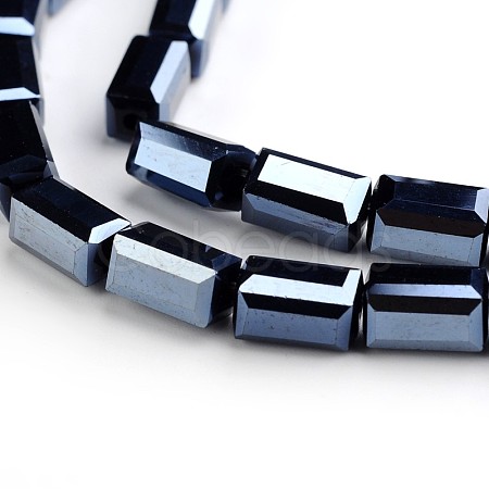 Full Plated Faceted Cuboid Electroplate Glass Beads Strands EGLA-F109-B02-1