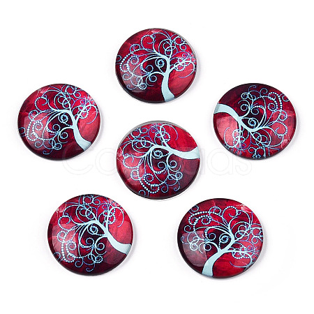 Half Round/Dome Tree Pattern Glass Flatback Cabochons for DIY Projects LS-GGLA-Q037-25mm-M28-04-1