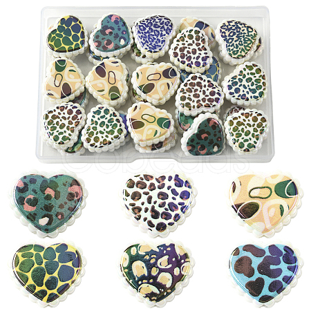 30Pcs Rainbow Iridescent Printed Opaque Acrylic Beads OACR-FS0002-58A-01-1