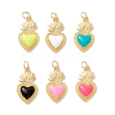 Golden Tone Brass Enamel Pendants KK-K750-01G-1