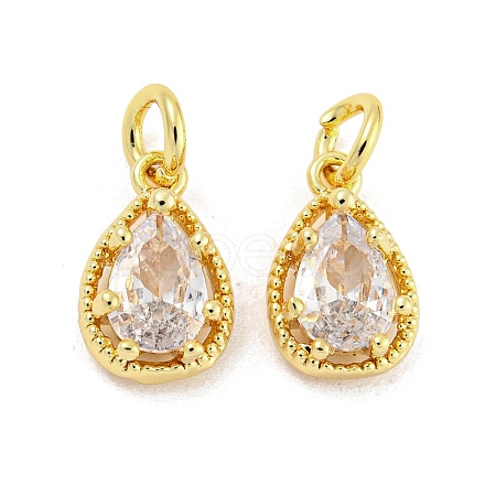 Brass Micro Pave Clear Cubic Zirconia Pendants KK-G490-33G-1