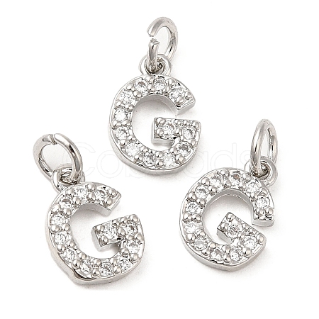 Brass Micro Pave Grade AAA Cubic Zirconia Charms ZIRC-P067-11P-G-NR-1