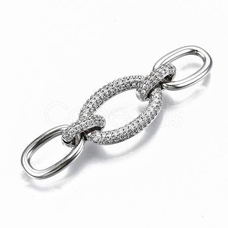 Brass Micro Pave Clear Cubic Zirconia Links Connectors KK-S061-45P-NR-1