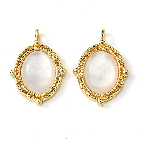 Brass Pave Shell Pendants KK-M277-06B-G-1