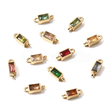 12 Colors 304 Stainless Steel Pave Cubic Zirconia Geometric Connector Charms SA-CBAFEA1-01D-G-1