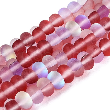 Frosted Transparent Glass Beads Strands FGLA-M002-01A-1