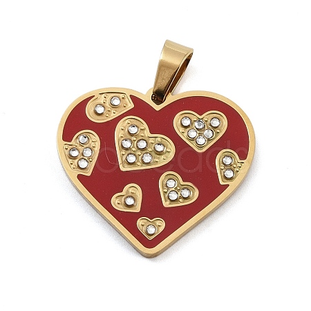 Ion Plating(IP) 304 Stainless Steel Enamel Rhinestone Pendants STAS-Q325-02E-G-1