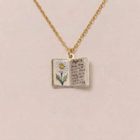 Brass Enamel Book Pendant Necklaces for Women KK-CBAF5B9-01G-04-1