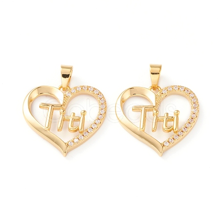 Brass Micro Pave Clear Cubic Zirconia Pendants ZIRC-Z007-12G-1
