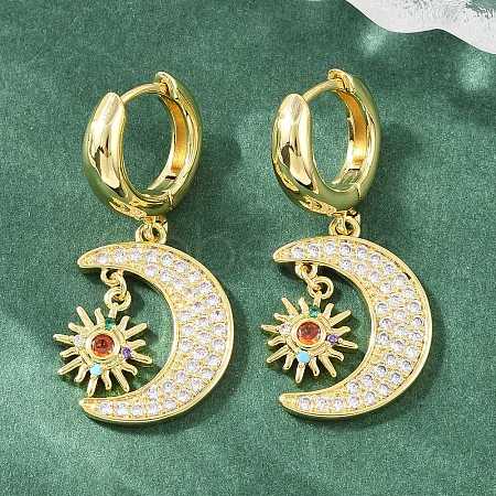 Brass Micro Pave Cubic Zirconia Hoop Dangle Earrings KK-CBA8324-05A-G-1