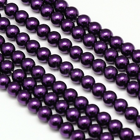 Eco-Friendly Dyed Glass Pearl Round Beads Strands HY-A002-6mm-RB099-1