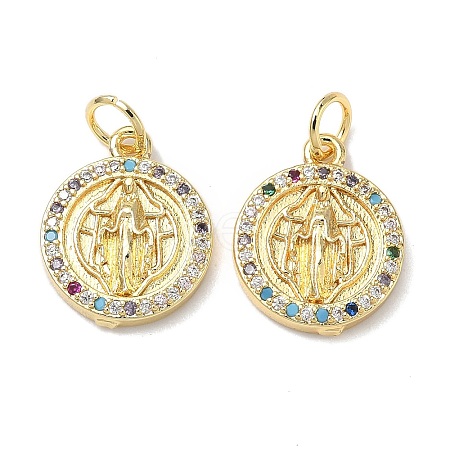 Holy Virgin Theme Brass Cubic Zirconia Pendants KK-L253-32G-06-1