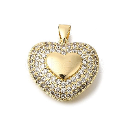 Brass Micro Pave Cubic Zirconia Pendants KK-R002-17G-1