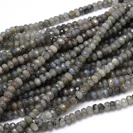 Natural Labradorite Rondelle Bead Strands G-O095-05-B-1