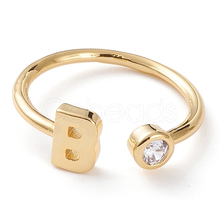 Brass Micro Pave Clear Cubic Zirconia Cuff Rings RJEW-J074-01G-B-1
