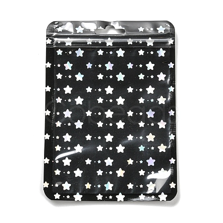 Rectangle Glitter Holographic Plastic Yin-yang Zip Top Gift Bags OPP-E004-01B-A01-1
