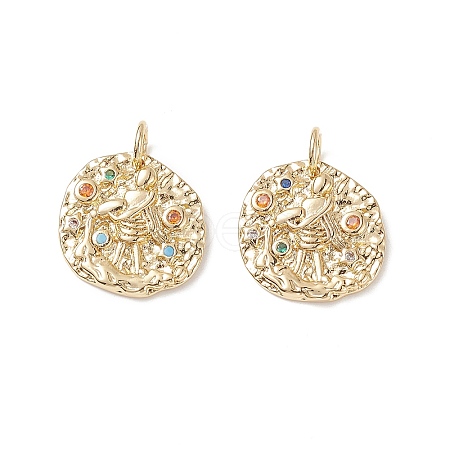 Brass Micro Pave Cubic Zirconia Pendants ZIRC-G157-03H-01G-1