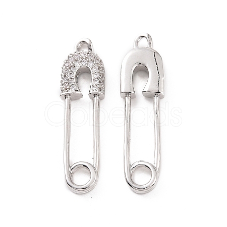 Brass Micro Pave Clear Cubic Zirconia Pendants KK-E068-VC469-1