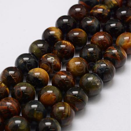 Natural Yellow Blue Tiger Eye(Dyed & Heated) Bead Strands G-P230-07-6mm-1