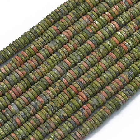 Frosted Natural Unakite Beads Strands G-K389-C21-01-1