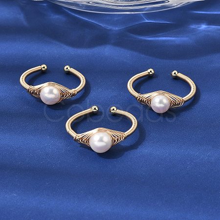 Brass Cuff Open Rings for Women RJEW-D344-01G-1