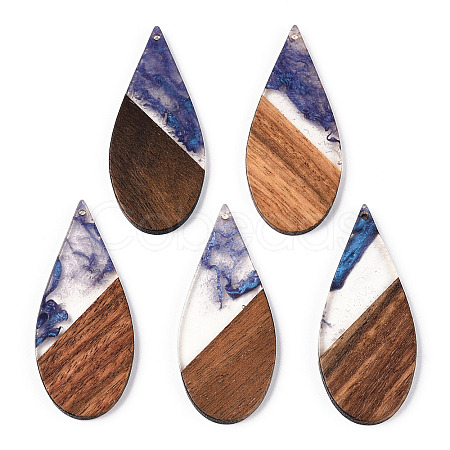 Transparent Resin & Walnut Wood Big Pendants RESI-ZX017-49-1